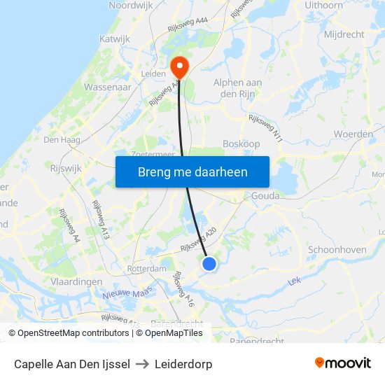 Capelle Aan Den Ijssel to Leiderdorp map