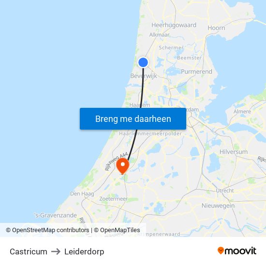 Castricum to Leiderdorp map