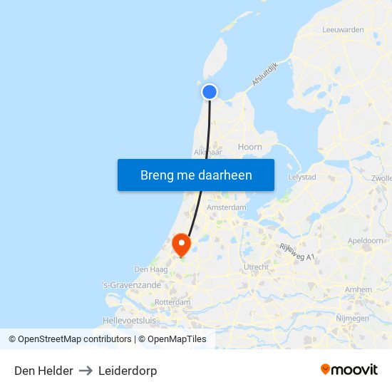 Den Helder to Leiderdorp map