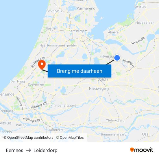 Eemnes to Leiderdorp map