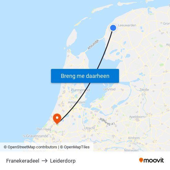 Franekeradeel to Leiderdorp map