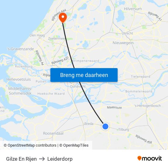 Gilze En Rijen to Leiderdorp map