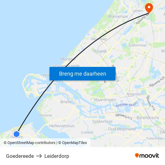 Goedereede to Leiderdorp map