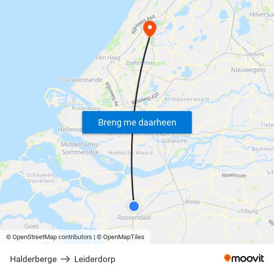 Halderberge to Leiderdorp map