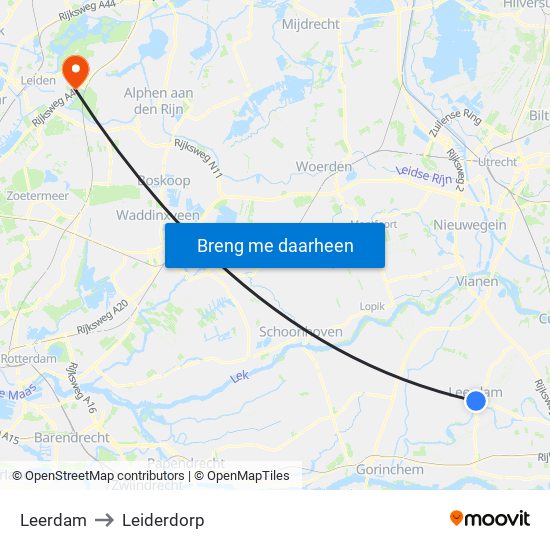 Leerdam to Leiderdorp map