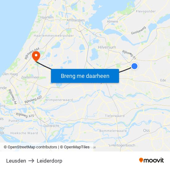 Leusden to Leiderdorp map