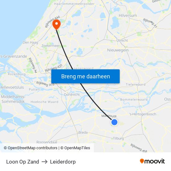 Loon Op Zand to Leiderdorp map