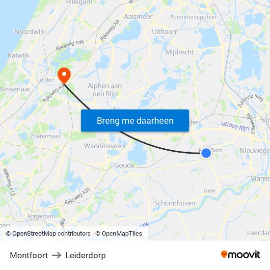 Montfoort to Leiderdorp map