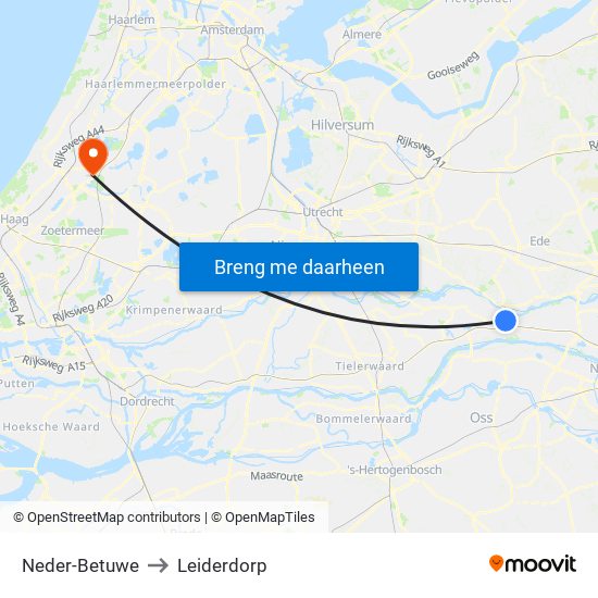 Neder-Betuwe to Leiderdorp map