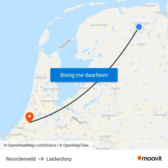 Noordenveld to Leiderdorp map