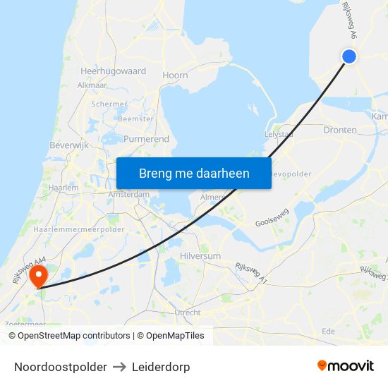 Noordoostpolder to Leiderdorp map