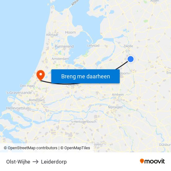 Olst-Wijhe to Leiderdorp map