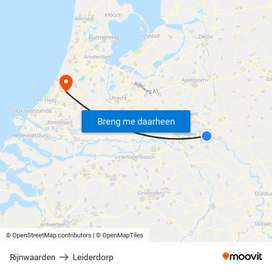 Rijnwaarden to Leiderdorp map