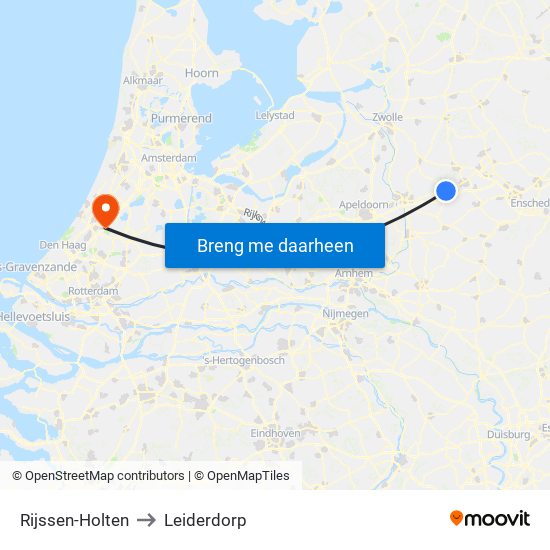Rijssen-Holten to Leiderdorp map