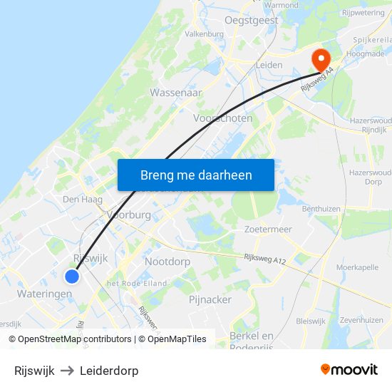 Rijswijk to Leiderdorp map