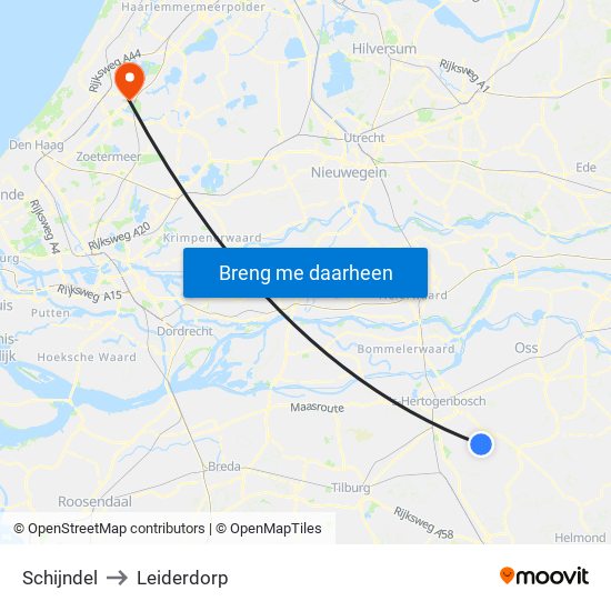 Schijndel to Leiderdorp map