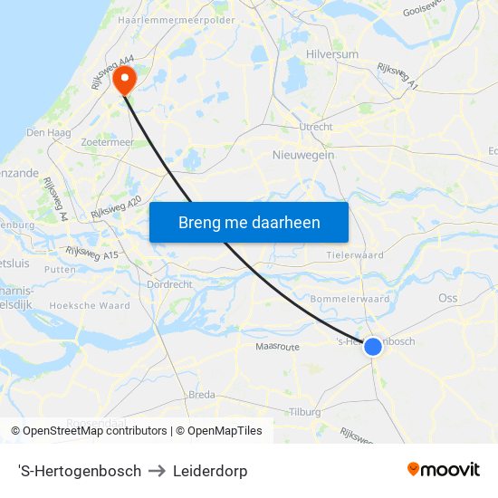 'S-Hertogenbosch to Leiderdorp map
