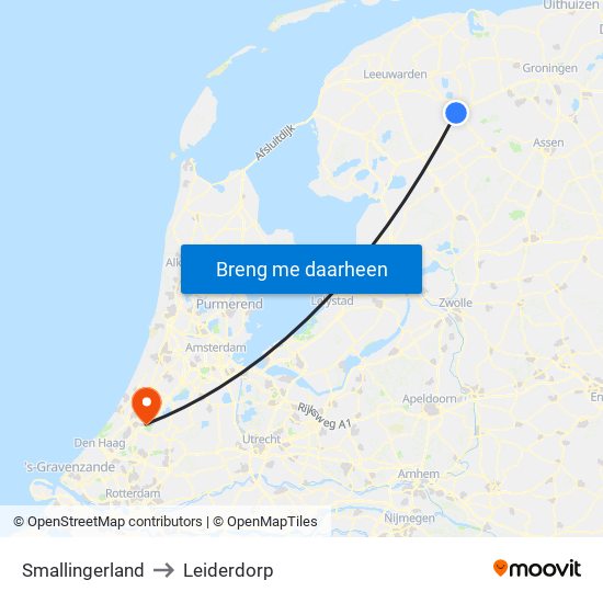 Smallingerland to Leiderdorp map