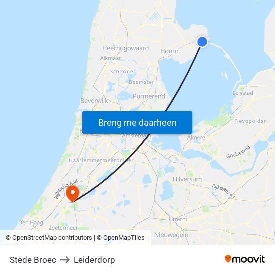 Stede Broec to Leiderdorp map