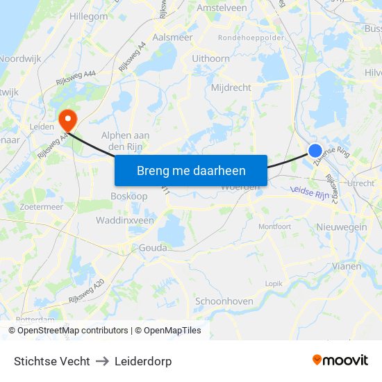 Stichtse Vecht to Leiderdorp map