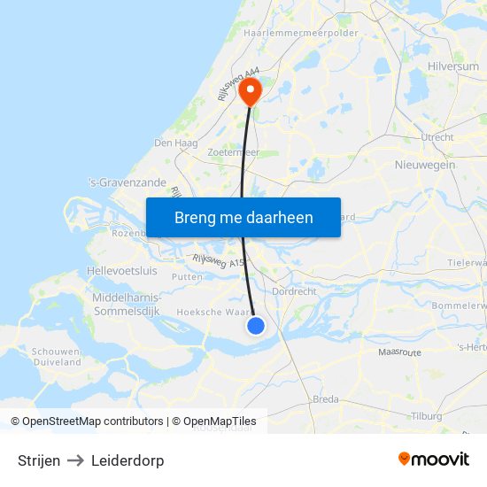 Strijen to Leiderdorp map