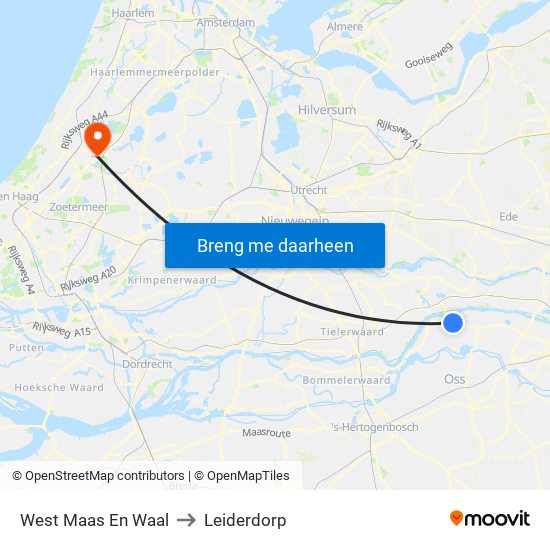 West Maas En Waal to Leiderdorp map