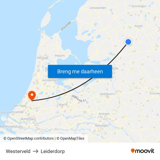 Westerveld to Leiderdorp map