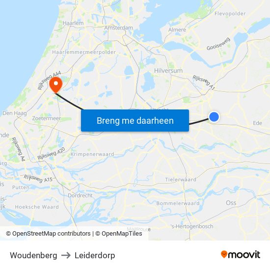 Woudenberg to Leiderdorp map