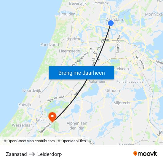 Zaanstad to Leiderdorp map