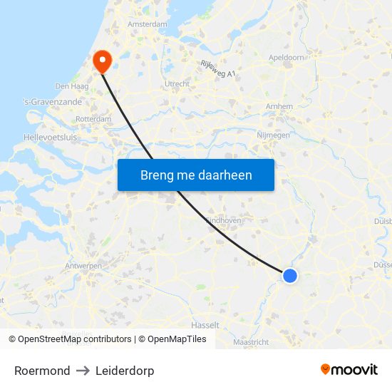 Roermond to Leiderdorp map