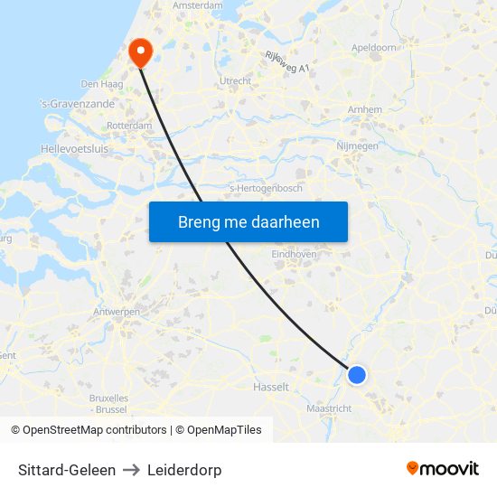 Sittard-Geleen to Leiderdorp map