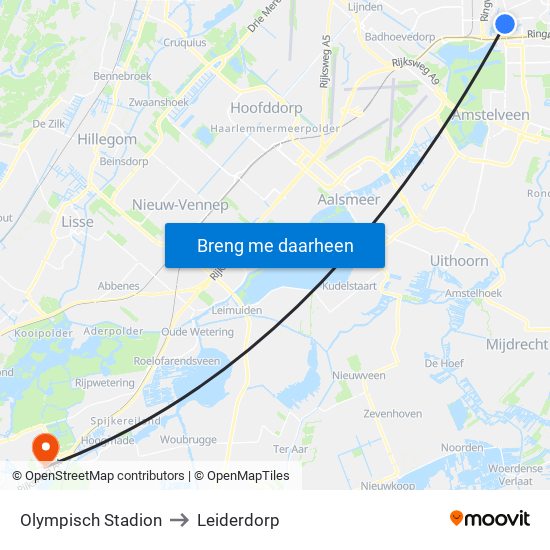 Olympisch Stadion to Leiderdorp map