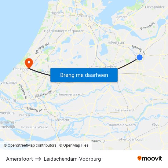 Amersfoort to Leidschendam-Voorburg map