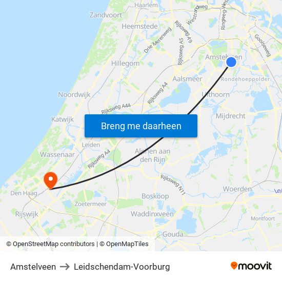 Amstelveen to Leidschendam-Voorburg map