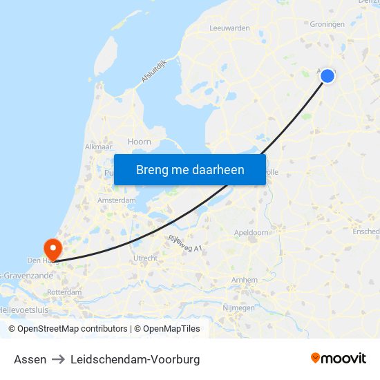 Assen to Leidschendam-Voorburg map