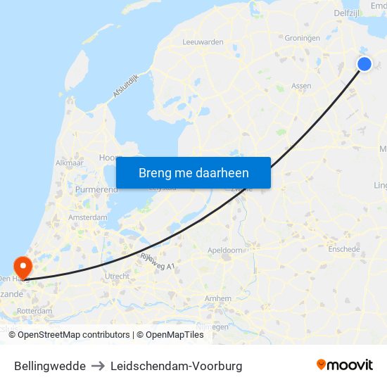 Bellingwedde to Leidschendam-Voorburg map