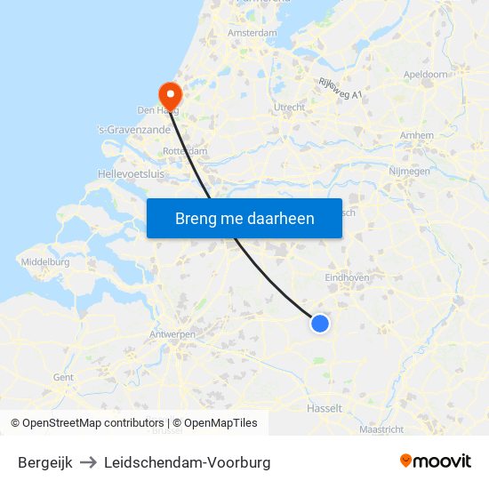 Bergeijk to Leidschendam-Voorburg map