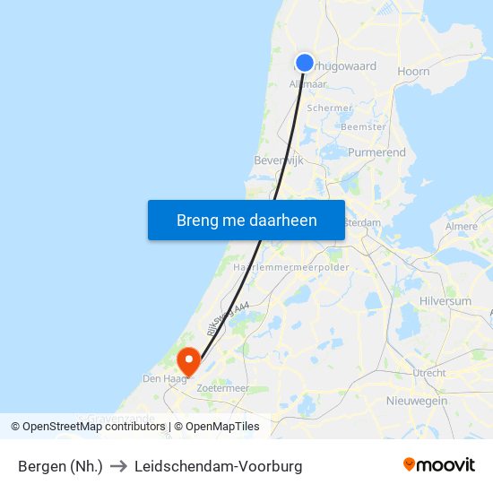 Bergen (Nh.) to Leidschendam-Voorburg map