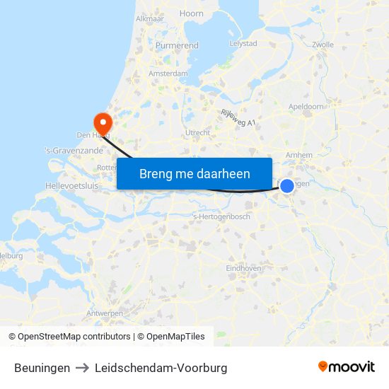 Beuningen to Leidschendam-Voorburg map