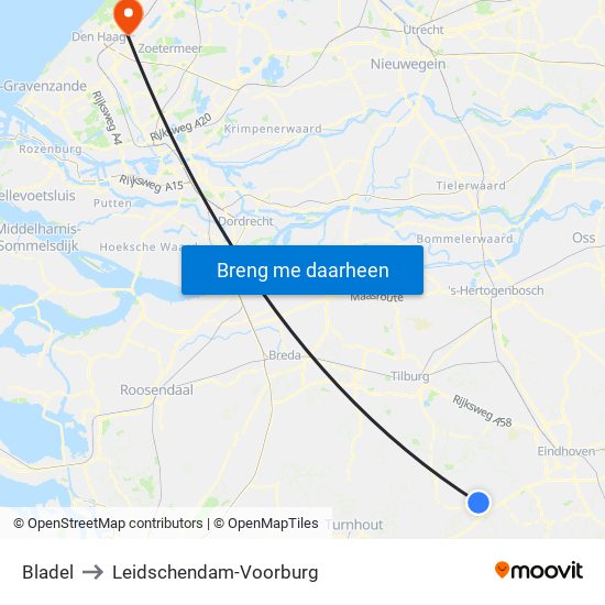 Bladel to Leidschendam-Voorburg map