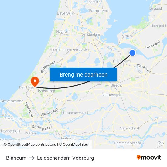 Blaricum to Leidschendam-Voorburg map