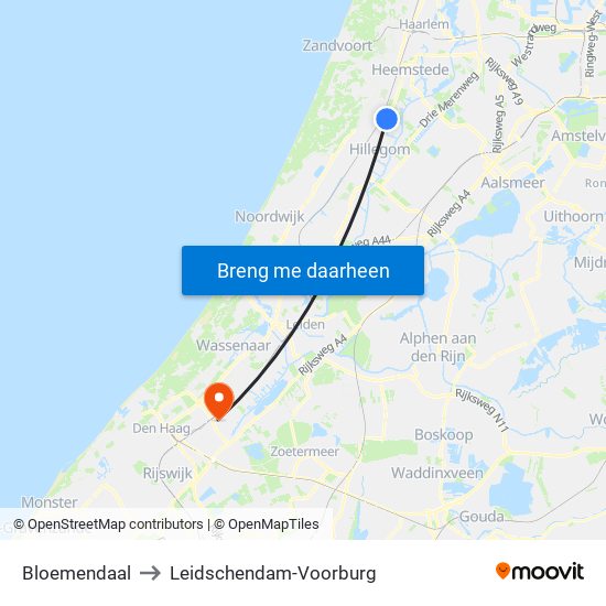 Bloemendaal to Leidschendam-Voorburg map