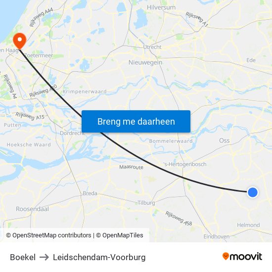 Boekel to Leidschendam-Voorburg map