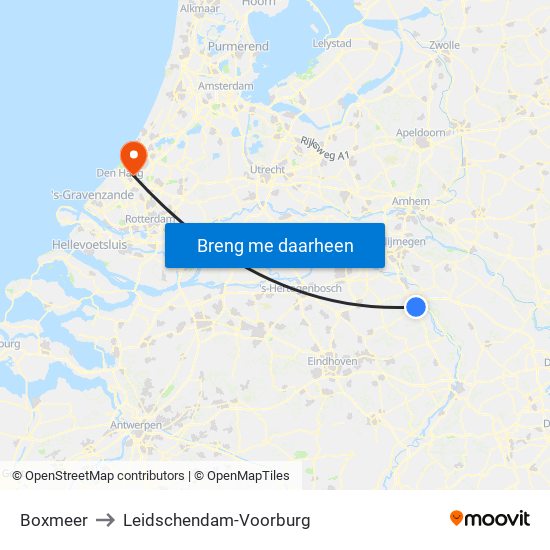 Boxmeer to Leidschendam-Voorburg map