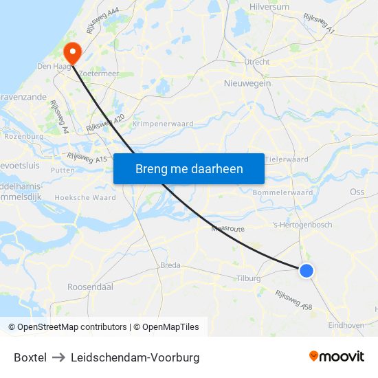 Boxtel to Leidschendam-Voorburg map