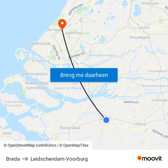 Breda to Leidschendam-Voorburg map