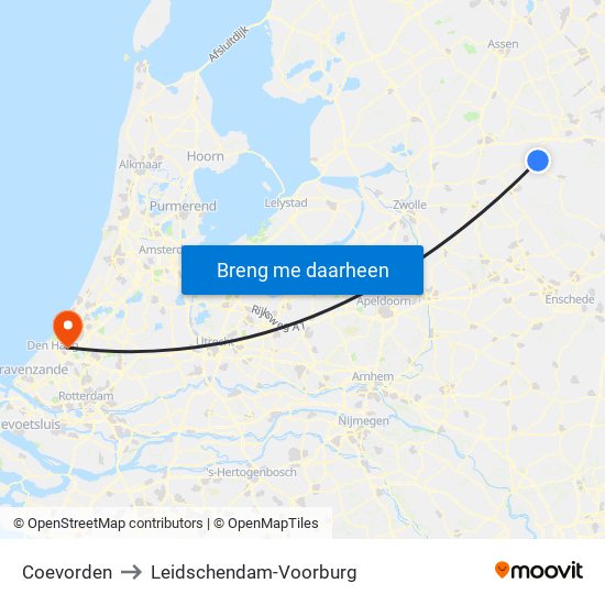 Coevorden to Leidschendam-Voorburg map