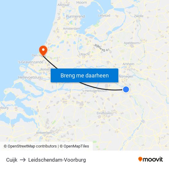 Cuijk to Leidschendam-Voorburg map
