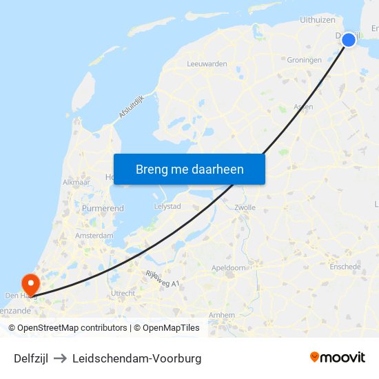 Delfzijl to Leidschendam-Voorburg map