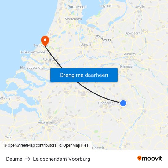 Deurne to Leidschendam-Voorburg map